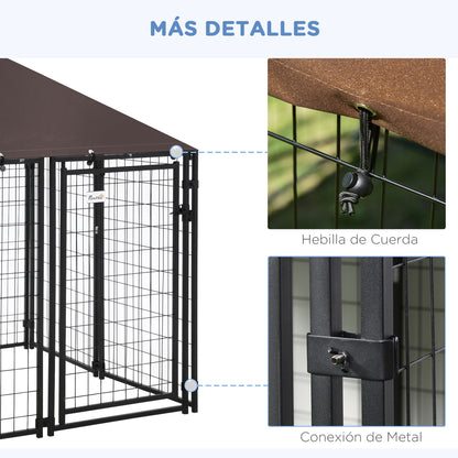 Pawhut Conjunto Para Mascotas 2 Piezas 141x141x153 Cm 43x25x30 Cm Negro_3