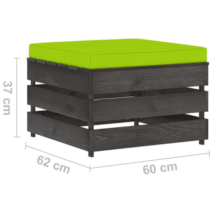 Vidaxl Otomana Seccional Con Cojín Madera Impregnada Gris_2