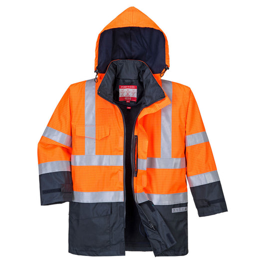Chaqueta De Alta Visibilidad Multi-protección Bizflame Rain / S / Amarillo-marino_0