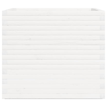 Jardinera De Madera Maciza De Pino Blanca 80x80x72 Cm_5