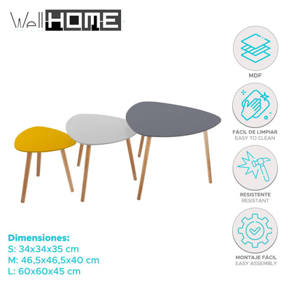 Well Home - Set De 3 Mesas De Café 'mileo' De Formato Triangular_1