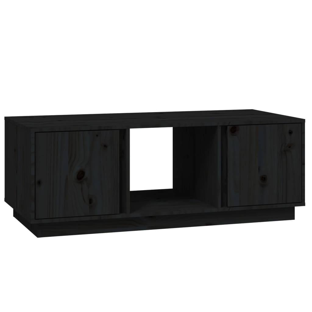 Mesa De Centro De Madera Maciza De Pino Negro 110x50x40 Cm_0