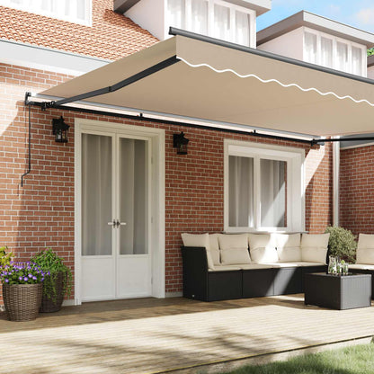 Toldo Retráctil Beige 500 X 300 Cm Poliéster Y Aluminio_2