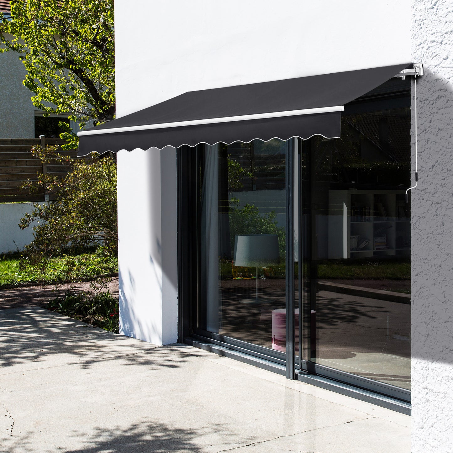 Outsunny Toldo Manual Plegable De Aluminio Con Manivela 3,5x2,5m Gris_1