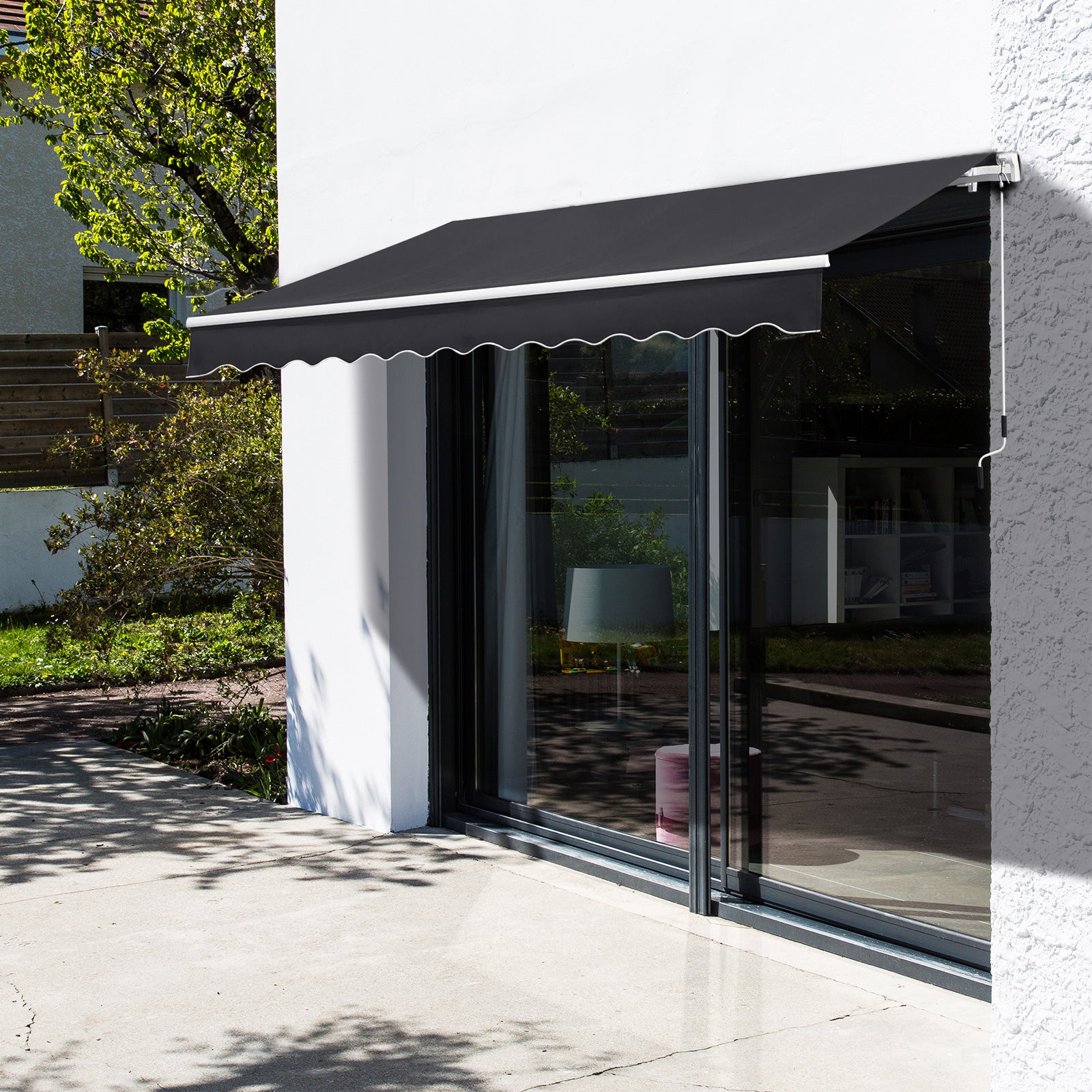 Outsunny Toldo Manual Plegable De Aluminio Con Manivela 3,5x2,5m Gris_1
