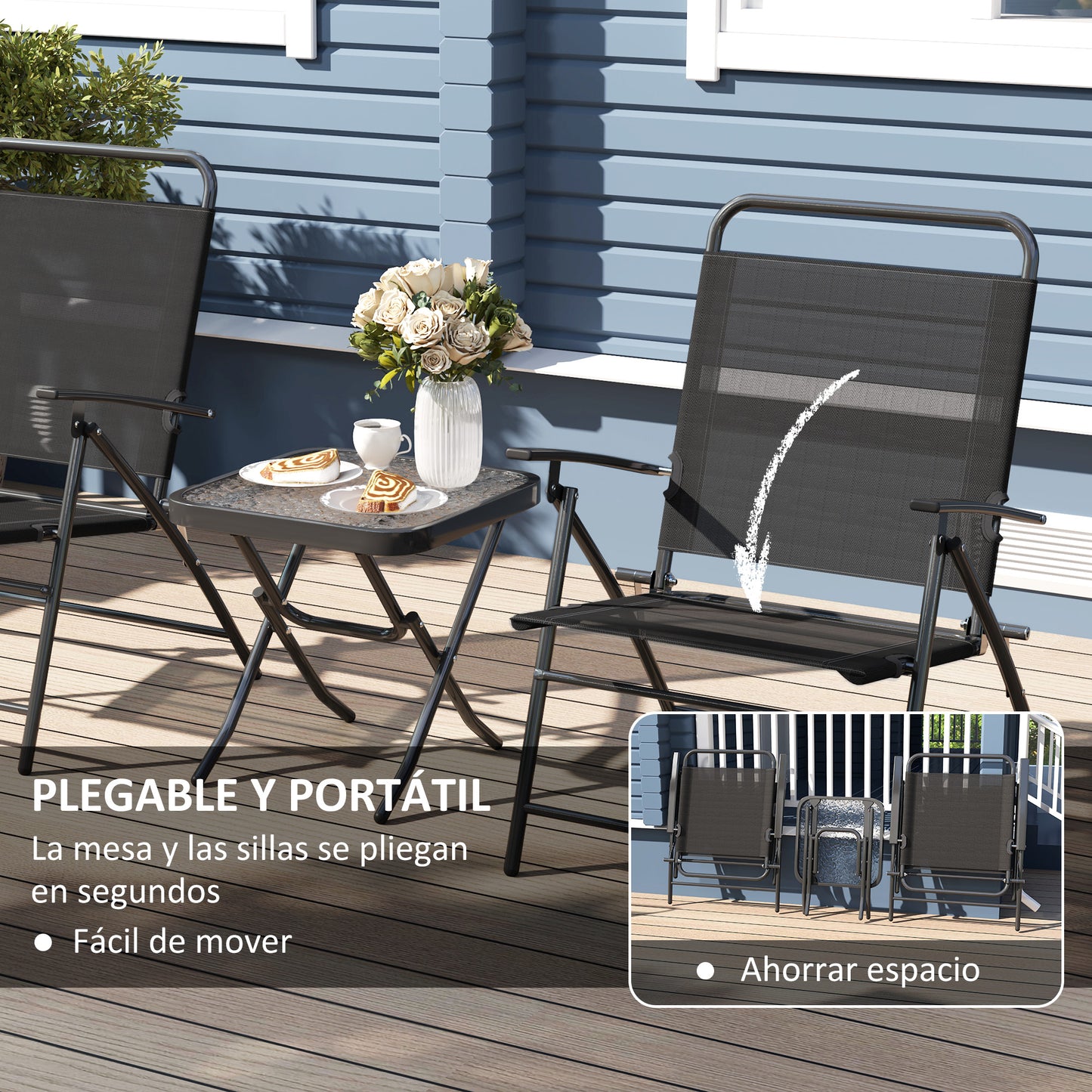 Outsunny Conjunto De Mesa Y Sillas De Terraza Exterior Plegables De 3 Piezas_4