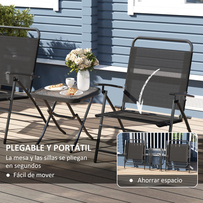 Outsunny Conjunto De Mesa Y Sillas De Terraza Exterior Plegables De 3 Piezas_4
