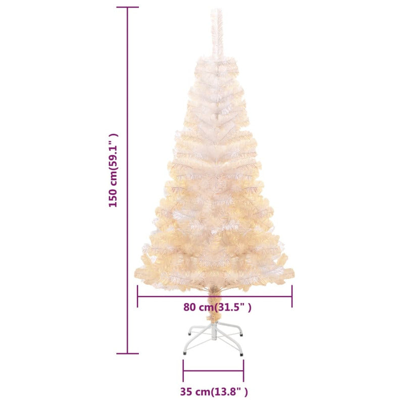 Vidaxl Árbol Navidad Artificial Puntas Iridiscentes Pvc Blanco 150 Cm_5