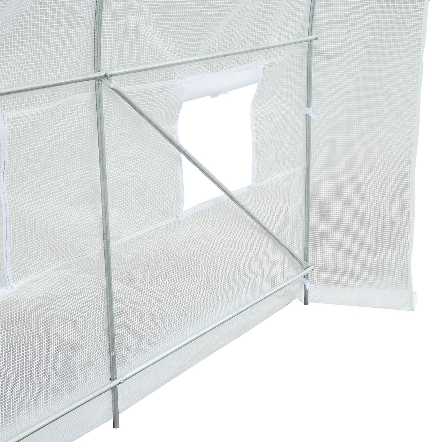 Outsunny Invernadero De Exterior 3,5x2x2 M Con 6 Ventanas De Malla Blanco_3