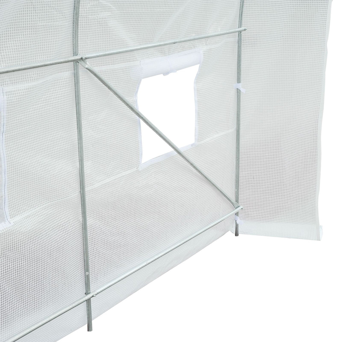 Outsunny Invernadero De Exterior 3,5x2x2 M Con 6 Ventanas De Malla Blanco_3