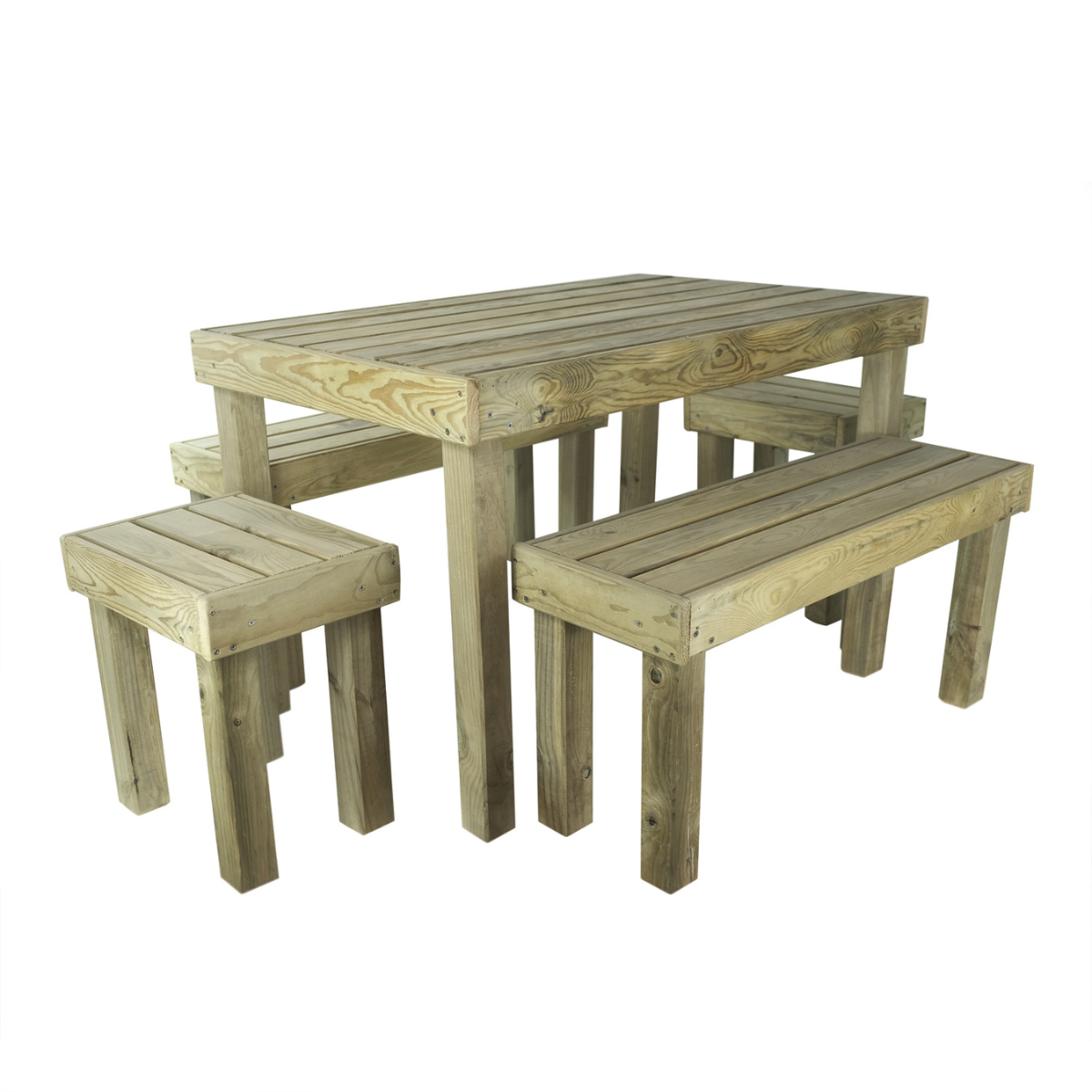 Conjunto De Jardín  Korudeck De Madera  Con Mesa Y Bancos Vidahuerto._0