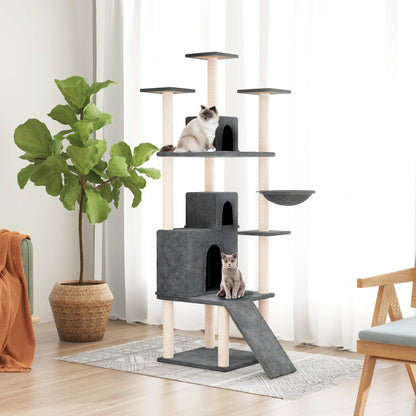 Rascador Para Gatos Con Postes De Sisal Gris Oscuro 175 Cm_1