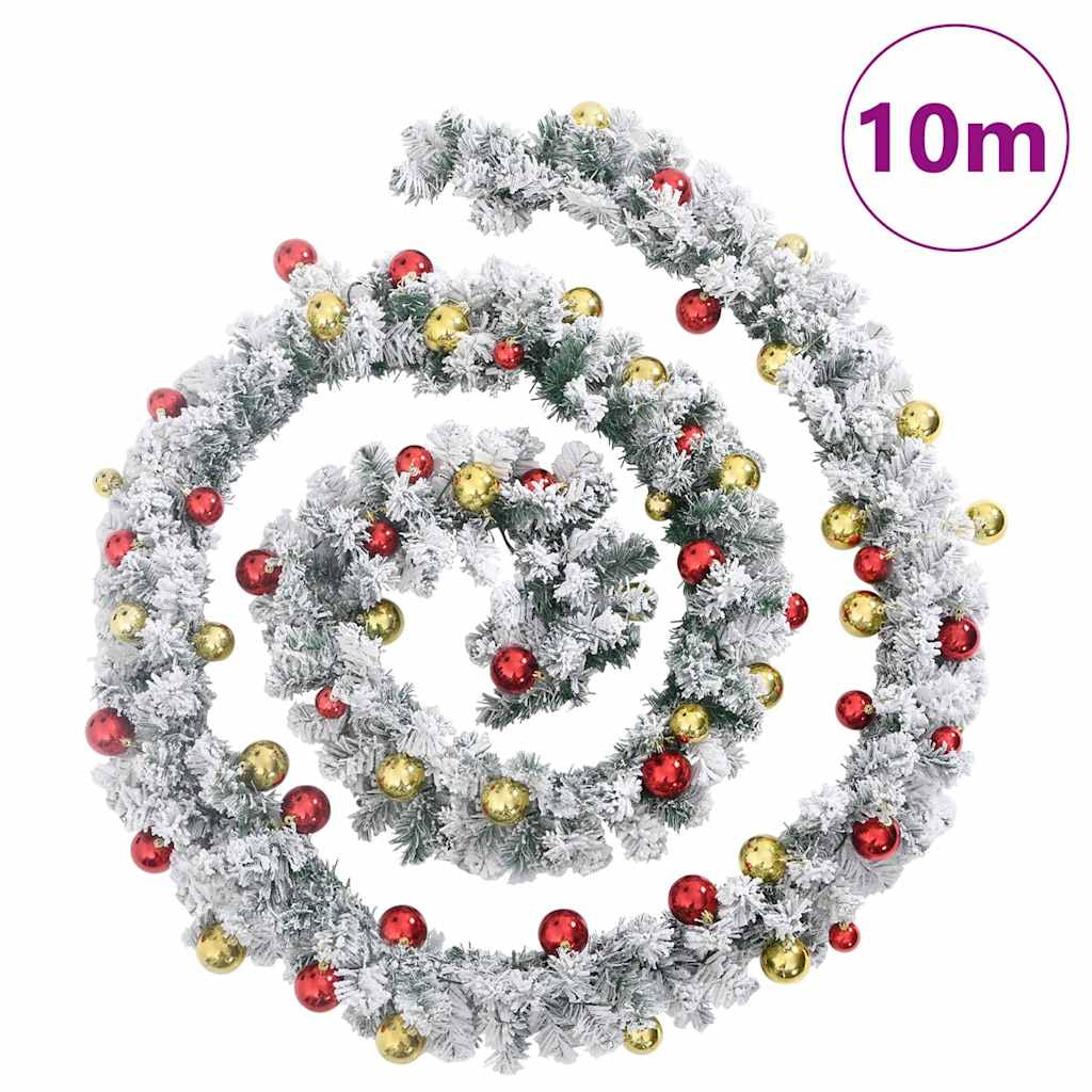 Vidaxl Guirnalda De Navidad Con Bolas Y Luces Led Pvc Verde 10 M_2