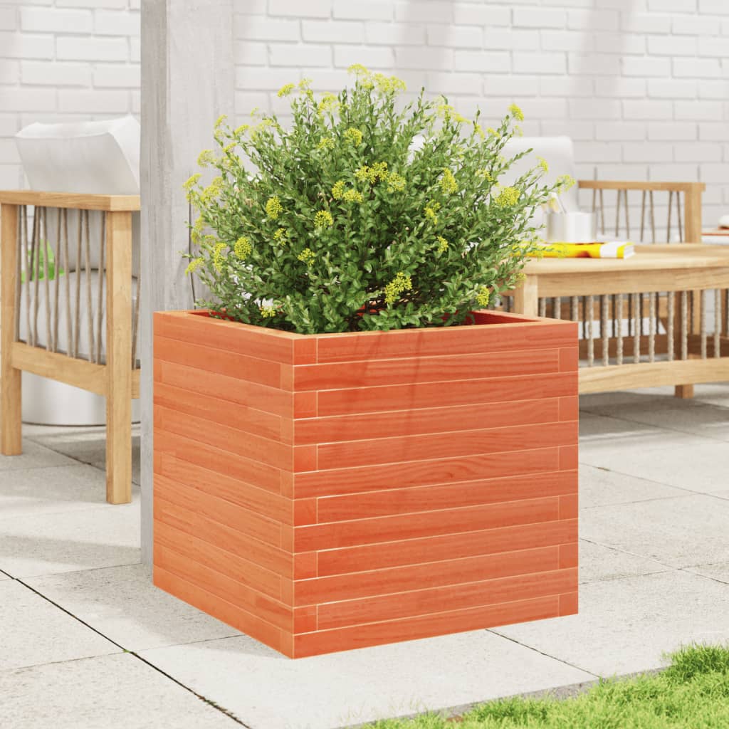 Jardinera Madera Maciza De Pino Marrón Cera 50x50x45,5 Cm_2