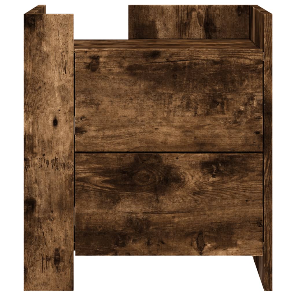 Mesita De Noche Madera De Ingeniería Roble Ahumado 45x50x50 Cm_2
