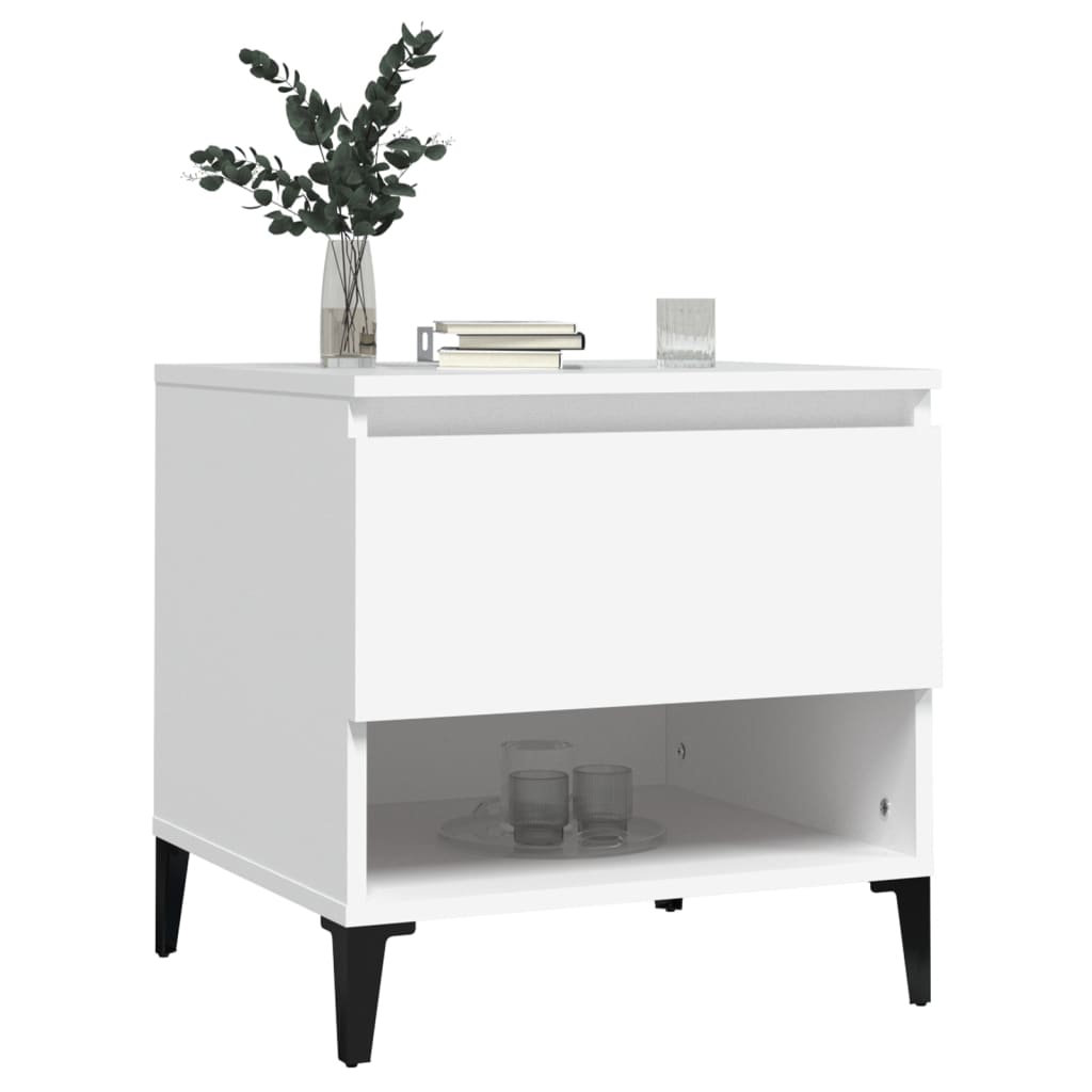 Mesa Auxiliar Madera Contrachapada Blanco 50x46x50 Cm_2
