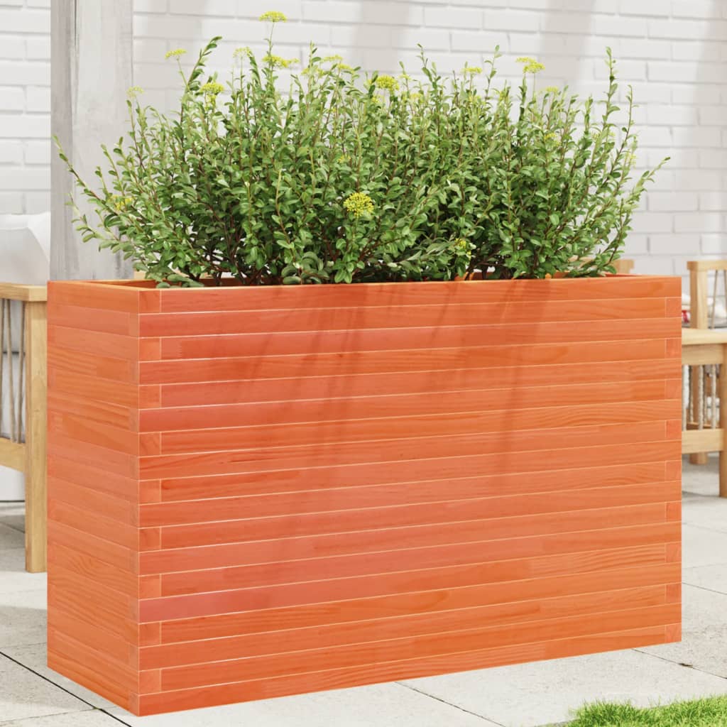 Jardinera Madera Maciza De Pino Marrón Cera 110x40x68,5 Cm_1