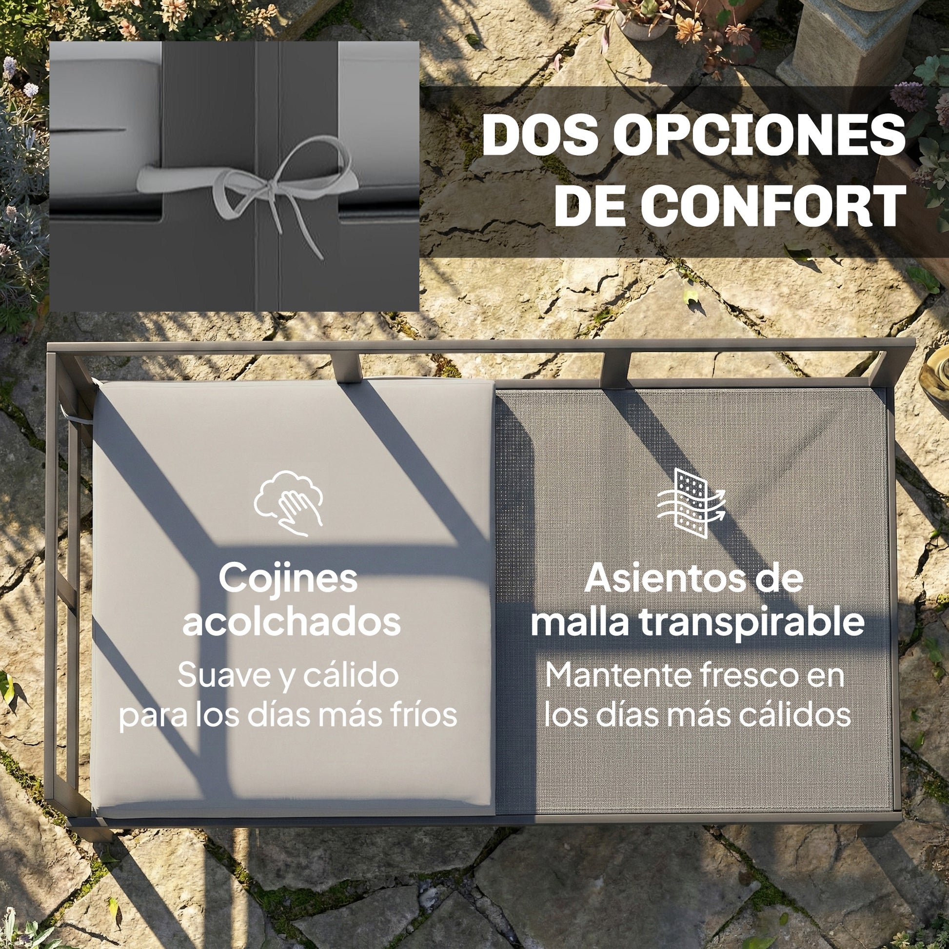 Outsunny Conjunto De Jardín Exterior De 3 Piezas En Forma De L Con Cojines Gris_5