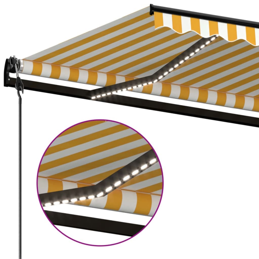 Toldo Automático Led Sensor De Viento Amarillo Blanco 500x300cm_3