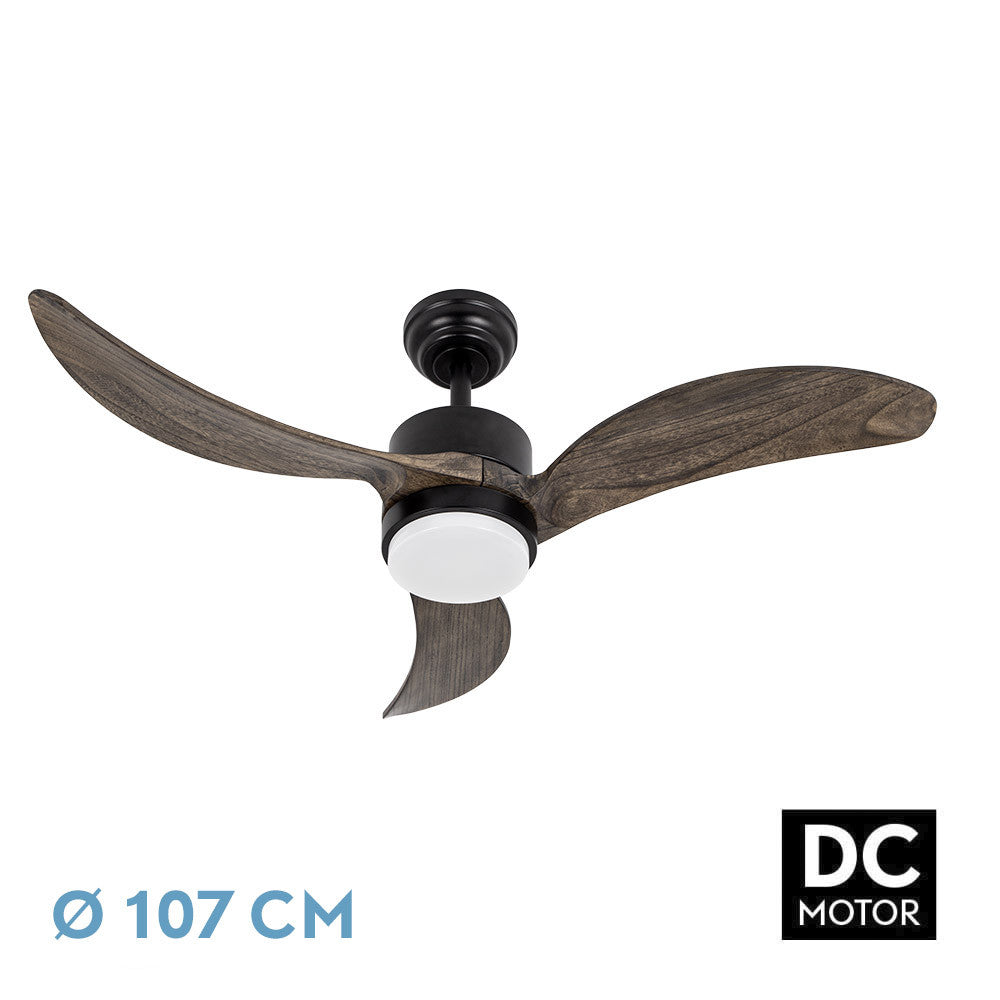 Ventilador Dc Bembezar 24w Negro 3 Aspas Roble 107d 2424lm 3000-6500k C/remoto, Reg. Intensidad, Timer, Mem._0