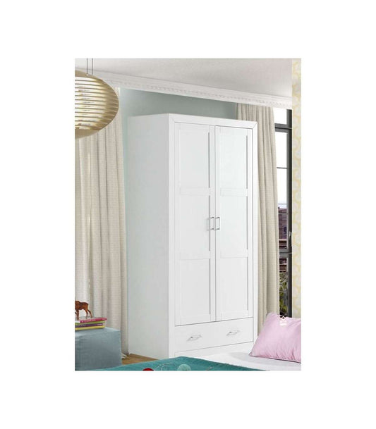 Armario Ropero 2 Puertas Acabado Blanco 200 Cm(alto)105 Cm(ancho)55 Cm(largo_0