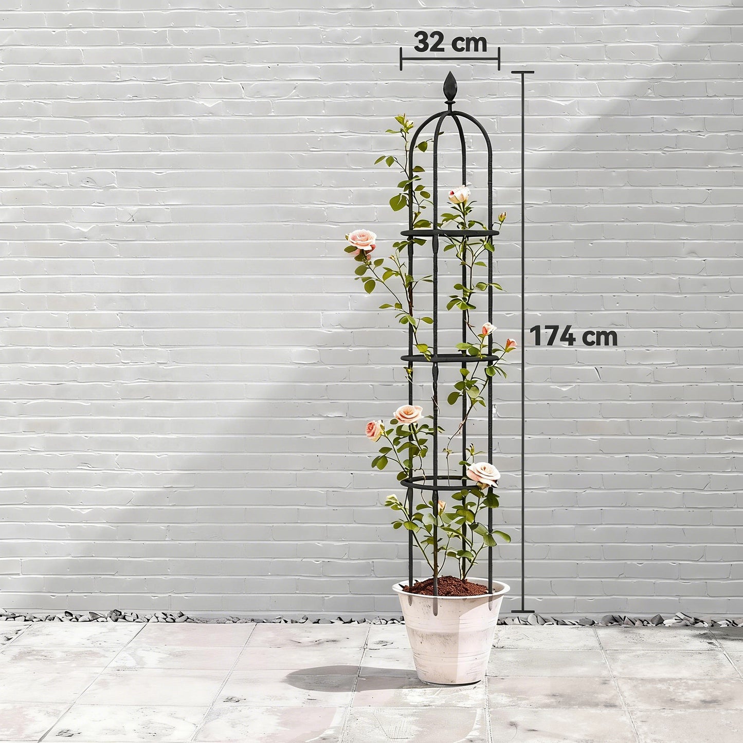 Outsunny Juego De 2 Obeliscos De Jardín De Acero 1,74 M Para Plantas Trepadoras_2