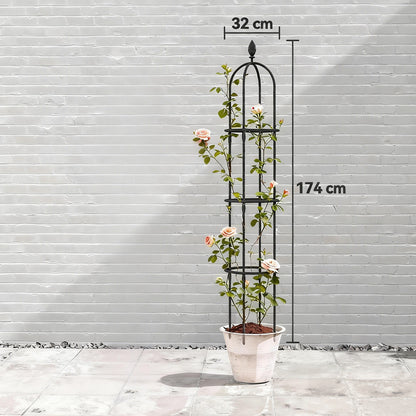 Outsunny Juego De 2 Obeliscos De Jardín De Acero 1,74 M Para Plantas Trepadoras_2