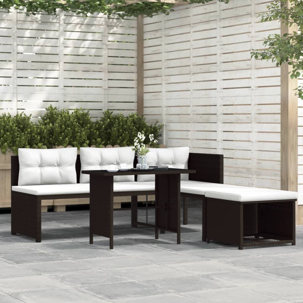 Vidaxl Set De Muebles De Jardín 4 Piezas Ratán Sintético Marrón_1