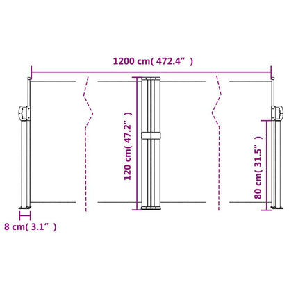 Vidaxl Toldo Lateral Retráctil Azul 120x1200 Cm_2