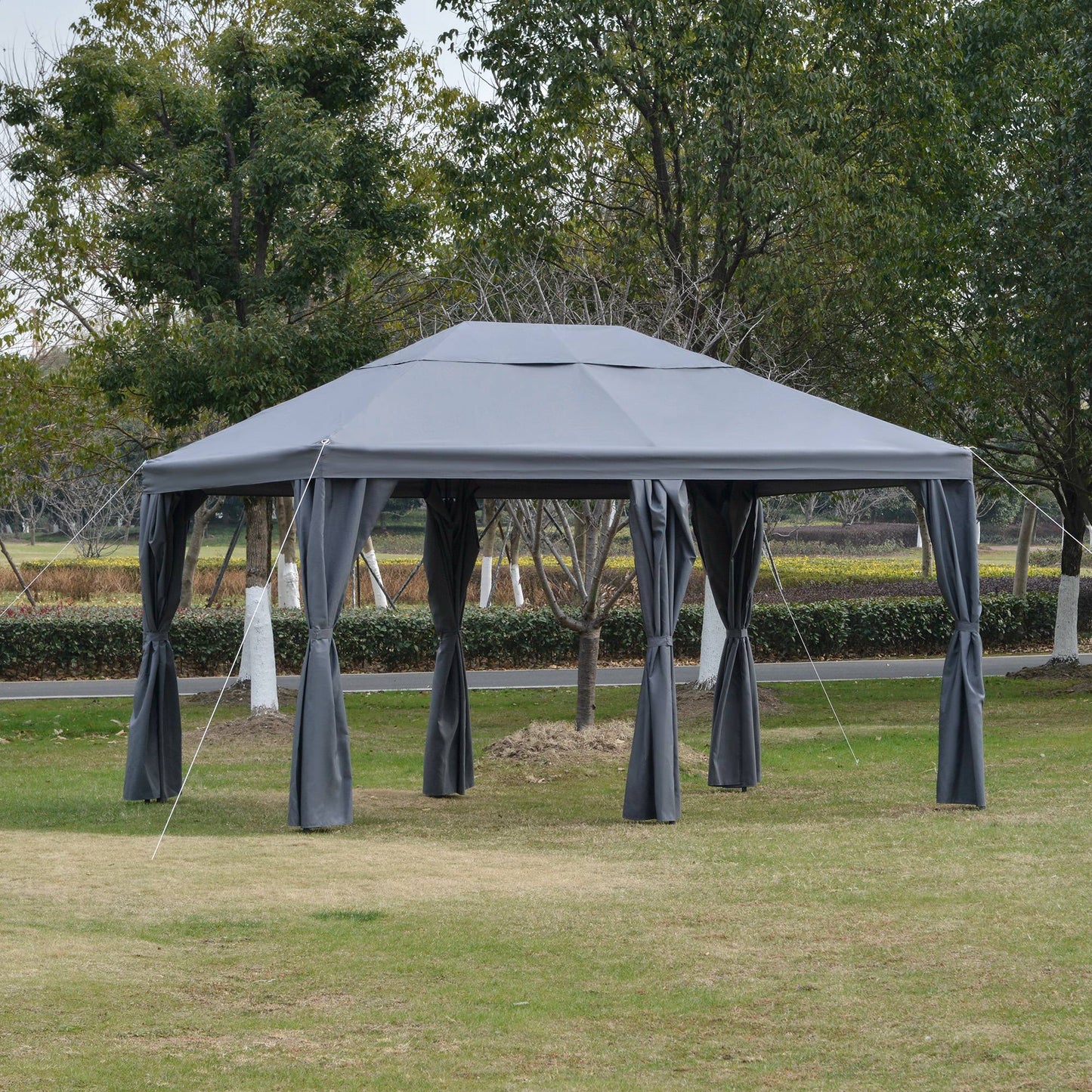 Outsunny Cenador 4x3m Con 6 Cortinas De Cremallera Ventilación_1