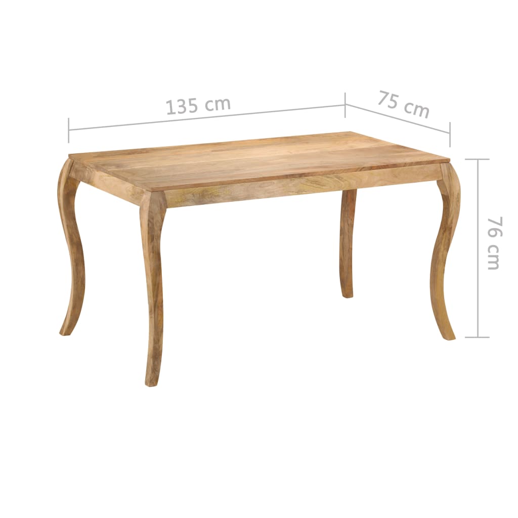 Mesa De Comedor De Madera Maciza De Mango 135x75x76 Cm_3