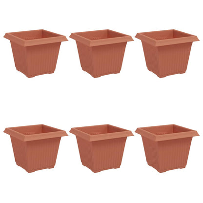 Maceta Cuadrada Para Flores 6 Pcs Rojo Ladrillo 20 X 20 X 16 Cm_0