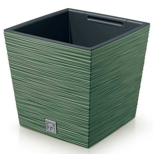 Macetero Color Verde Tierra, Con Depósito, Colección Furu, De 29,5 X 29,5 X 29 Cm, Capacidad De 14 L._0