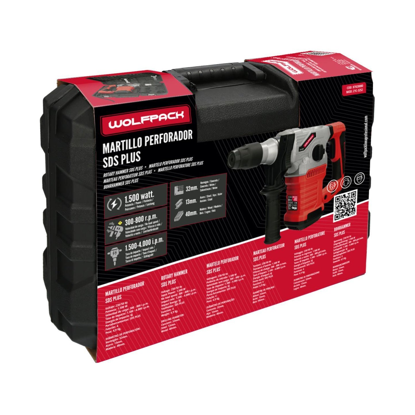 Martillo Demoledor Perforador Sds Plus 1.500 Watt. Con Accesorios Y Maletin. 4.000 Ipm 6 Julios._2