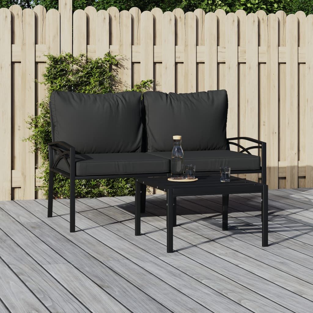 Vidaxl Sillas De Jardín 2 Uds Acero Con Cojines Gris 62x75x79 Cm_1