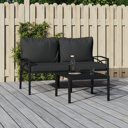 Vidaxl Sillas De Jardín 2 Uds Acero Con Cojines Gris 62x75x79 Cm_1