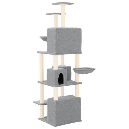 Rascador Para Gatos Con Postes De Sisal Gris Claro 180 Cm_4