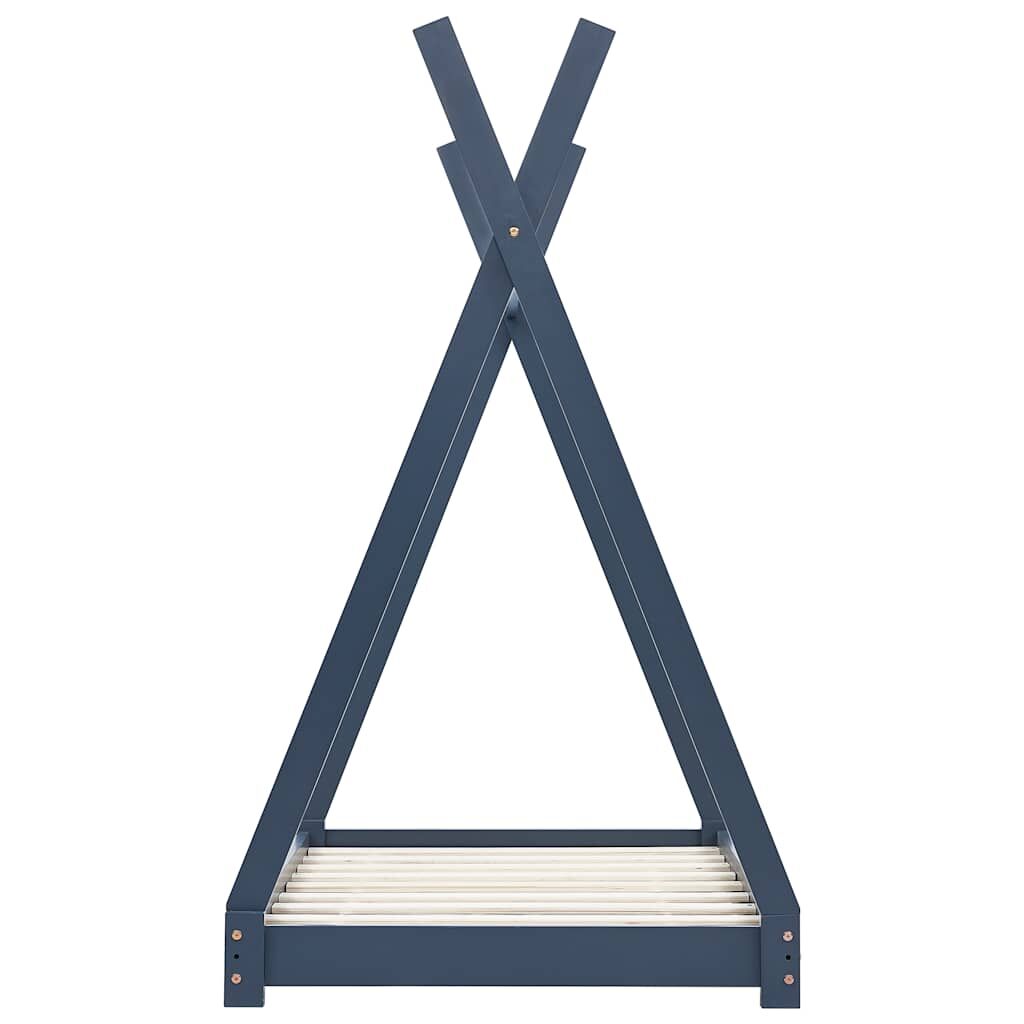 Vidaxl Estructura De Cama Infantil Madera Maciza Pino Gris 70x140 Cm_3