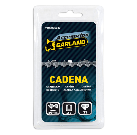 Garland - 7103805033 Accesorio Para Motosierras - Cadena Cortada De 33 Eslabones Con Paso De 3/8 Bajo Perfil Y Espesor De 0.050 (1,3 Mm.)_0