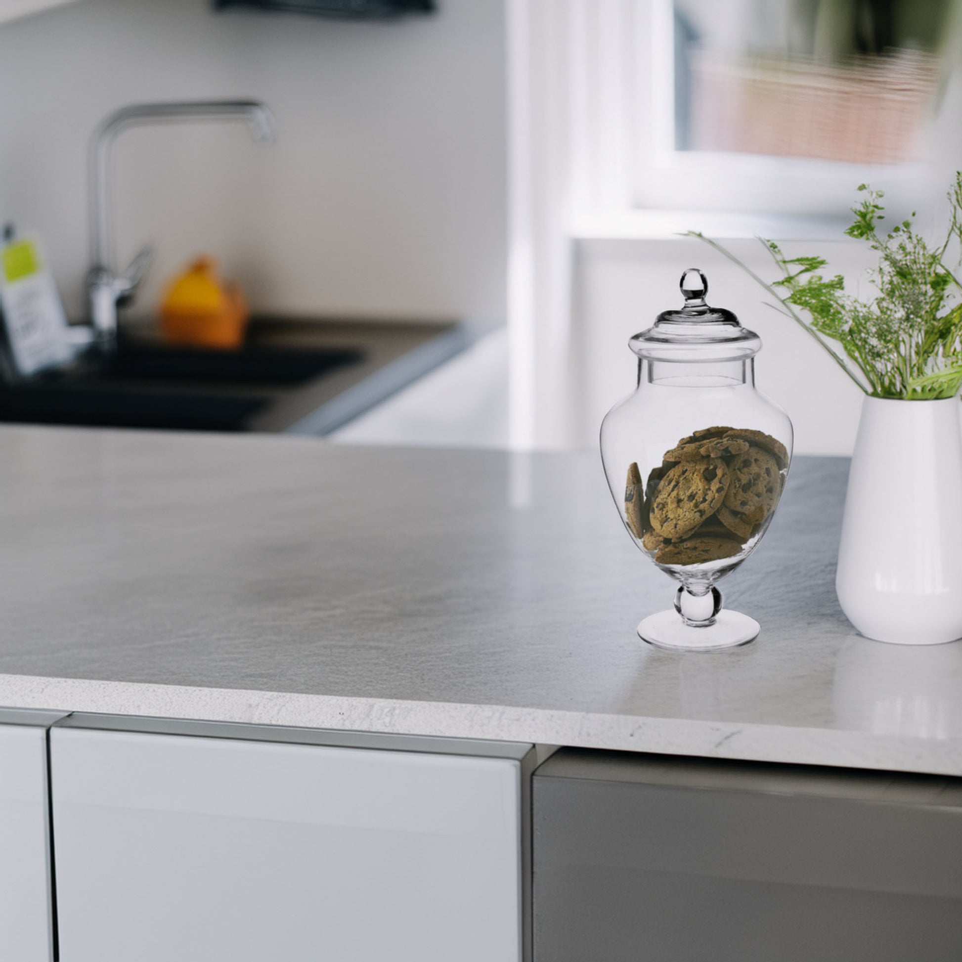 Wellhome - Tarro De Cristal Para Caramelos Con Pie 2,1l