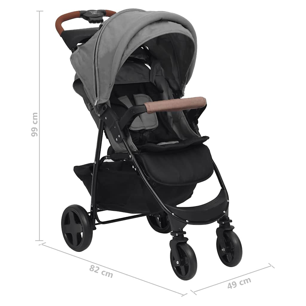 Vidaxl Carrito De Bebés 3 En 1 De Acero Gris Claro_2