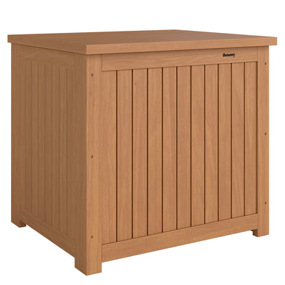 Outsunny Arcón Exterior De Madera 130l Con Forro Y Tapa Con Bisagras Marrón_0