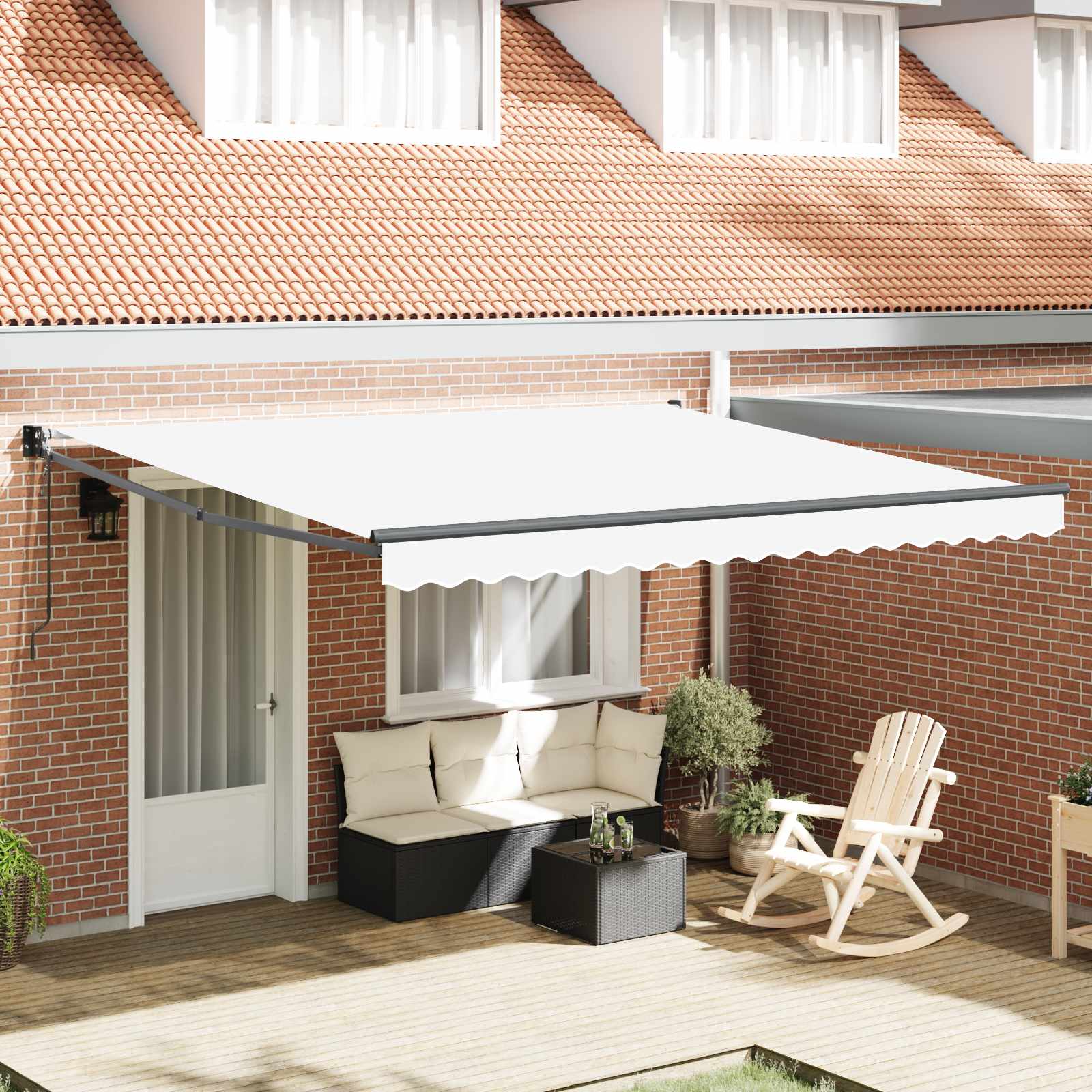 Toldo Retráctil Blanco 400 X 300 Cm Poliéster Y Metal_1