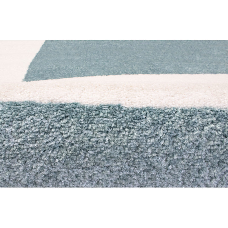 Alfombra Salón Pelo Suave Motivo Geométrico Azul Blanco 150x200cm- Decoración- Mobiliario Hogar_1