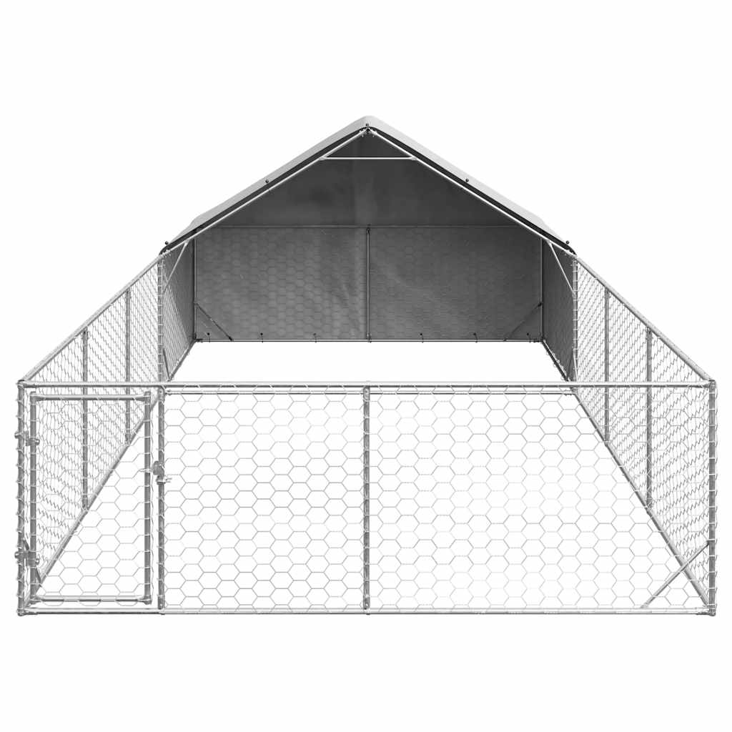 Caseta Perros Exterior Con Corral 7x3x1,9 M Acero Galvanizado_2