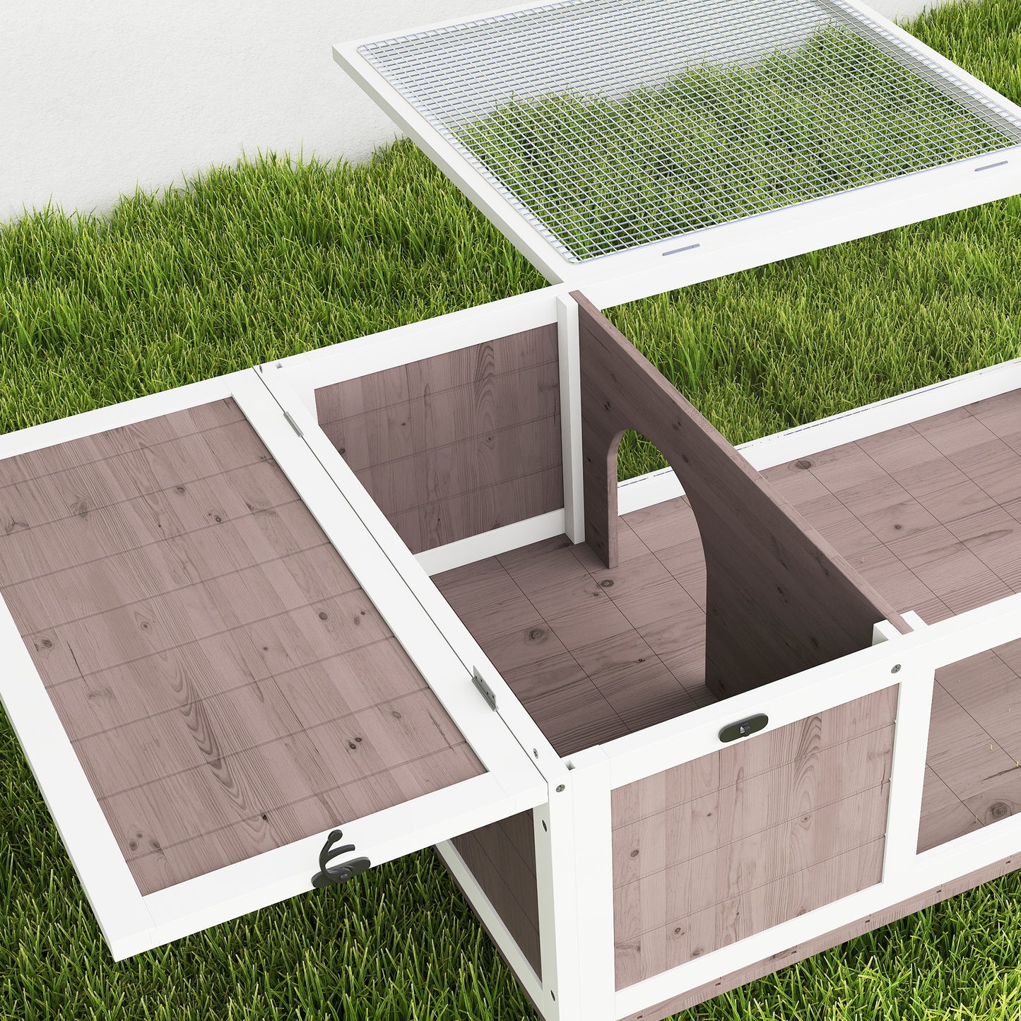 Pawhut Casa Para Tortugas De Madera Con Techo De Malla 91x60,5x32 Cm Marrón_4