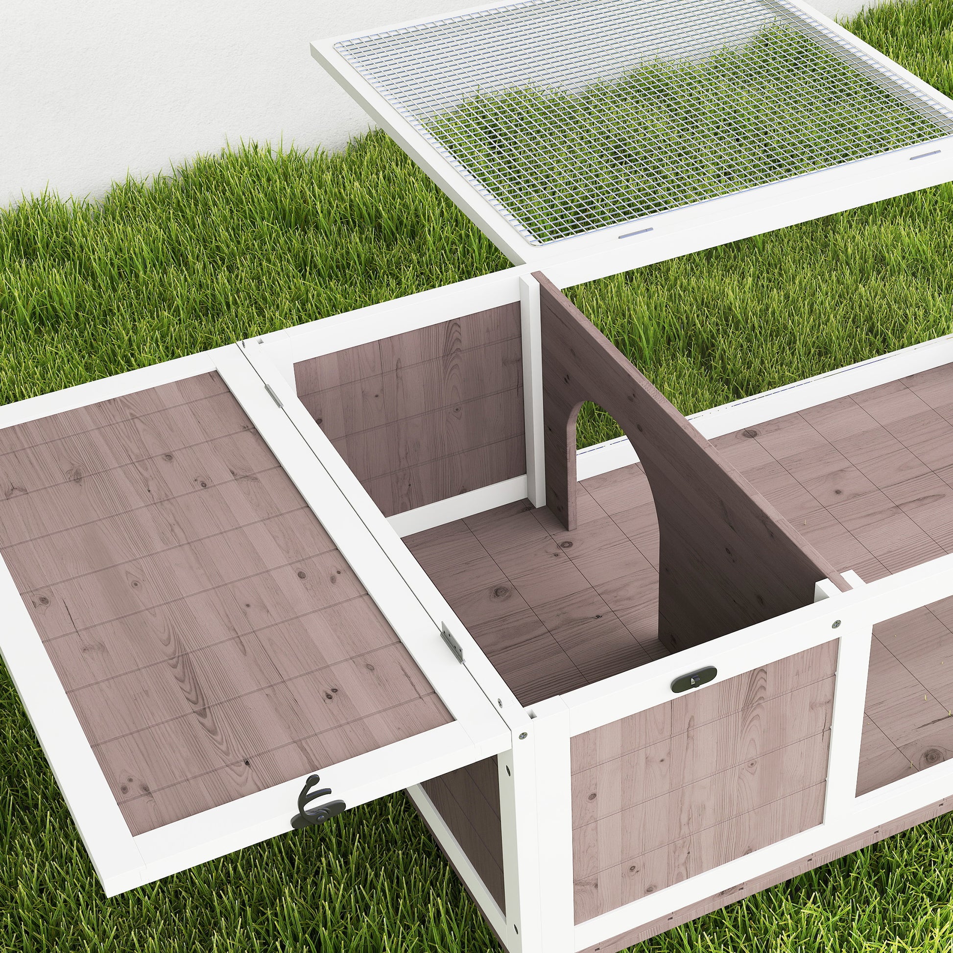 Pawhut Casa Para Tortugas De Madera Con Techo De Malla 91x60,5x32 Cm Marrón_4