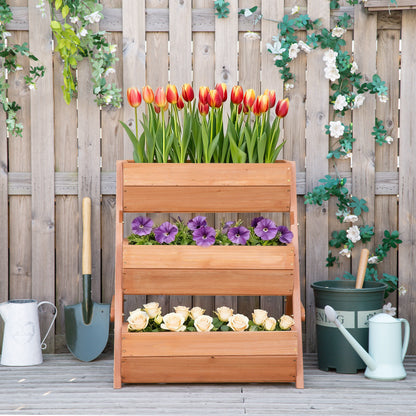 Outsunny Jardinera De Madera De 3 Niveles Con Orificios De Drenaje Marrón_4