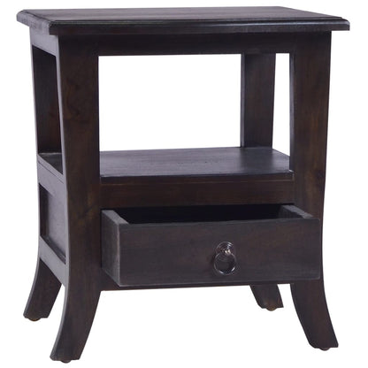 Mesita De Noche Madera Maciza De Caoba Negro Claro 40x40x45 Cm_1