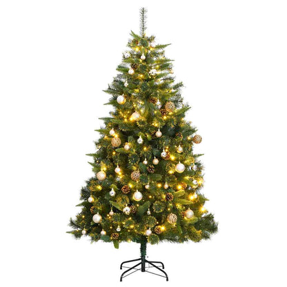 Vidaxl Árbol De Navidad Artificial Con Bisagras 300 Led Y Bolas 240 Cm_0